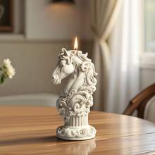 1pc Horse Totem Aroma Candle Silicone Mold, DIY Classical Horse Head Candle Mold, Embossed Roman Column Decor Mold - White - View 2