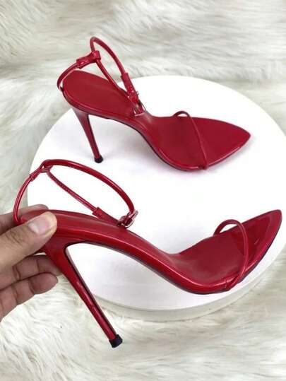 Sandalias minimalistas de tacón alto súper delgado de 12 cm de metal, sexy y de moda, estilo europeo y americano de talla grande