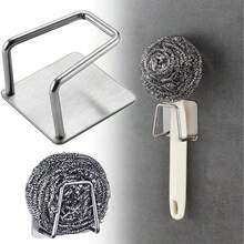 4件套不锈钢收纳架，厨房水槽沥水架，浴室海绵架，清洁海绵架挂钩，配件工具