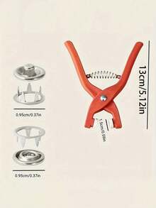 一套五爪按扣安装工具，无需钉子无需缝纫，通用型，五爪按扣钳，1把钳子+50个按扣 - 紅色 - 查看 2