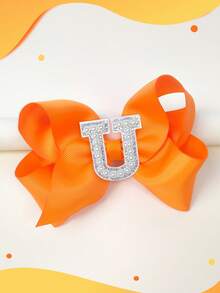 1pc 5 Inch 26 Letters A-Z Pearl Letters Personalized Back To School Ponytail Girl Hair Bow Teenagers Girl Hair Bows With Clips For Festivals Party School Girls Graduation Season Hairgrips For First Day Of School Classroom Girls Students,Teenagers Hair Accessories - 橘色 - 查看 31