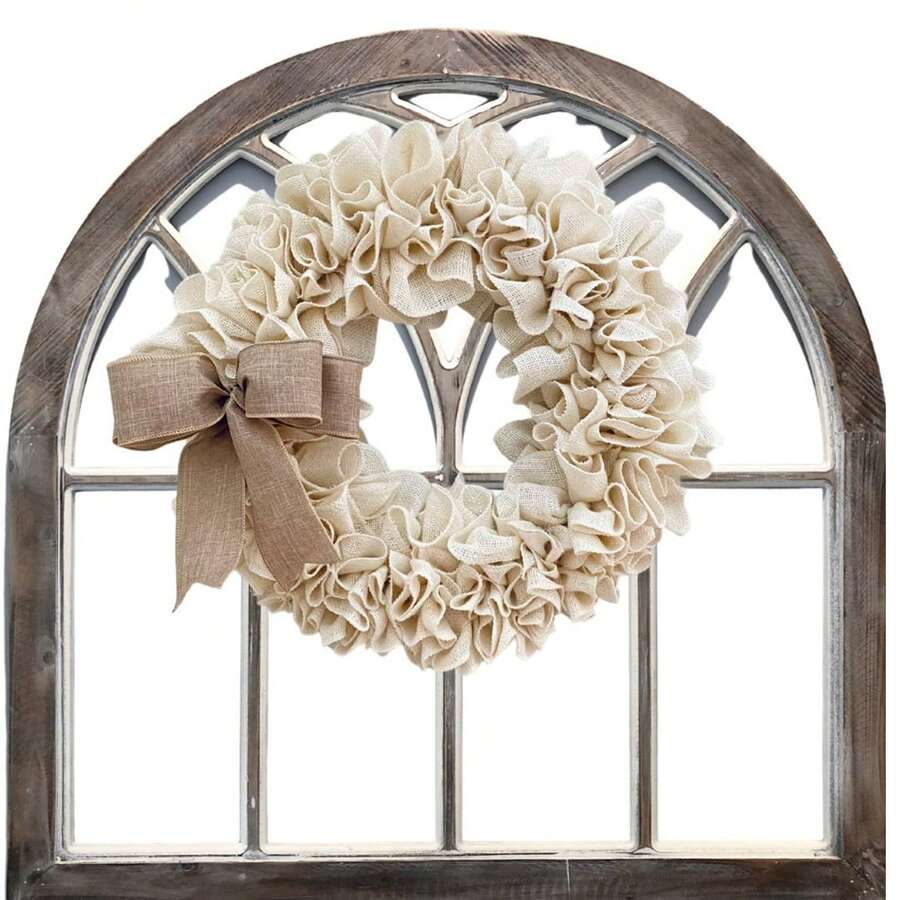 Classic Linen Wreath - Farmhouse Style Wreath With Bow, All-Season Door Hanging Decor, Suitable For Christmas, Easter, Thanksgiving, 4th Of July, Valentine's Day And More - No Feathers, No Electricity Required - Burlap Wreath - View 1