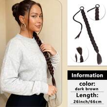 18英寸/26英寸/30英寸长直马尾假发，编织合成发，配柔软发圈，适合日常使用