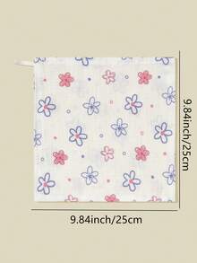 5条装 花卉卡通动物印花婴儿棉纱布围兜，喂食巾，口水巾 - 彩色 - 查看 6
