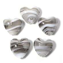 5 hạt cườm thủy tinh hình trái tim kẻ sọc, thích hợp để tự làm đồ thủ công như vòng tay, vòng cổ, bông tai, móc khóa, dây đeo túi xách, quà tặng ngày Valentine. - Nhiều màu - Xem 16