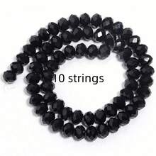 10颗3/4/6/8/10毫米刻面黑色奥地利水晶玻璃珠，圆形珠子，适用于珠宝制作、DIY手链、项链、耳环、包包设计