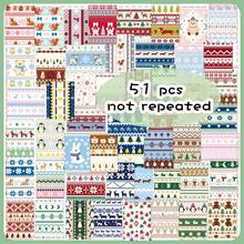 51pcs Faroe Islands Floral Pattern Cozy Knit Texture Winter Elements Healing Decorative Stickers For Water Cups, Tablets, Greeting Cards - Multicolor - View 1