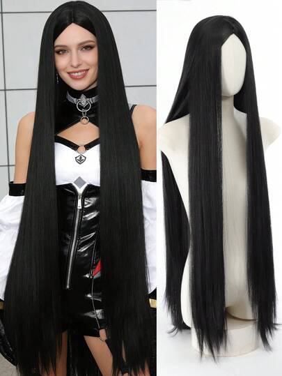 40in/100cm Long Straight Synthetic Hair Wig For Anime Cosplay Party