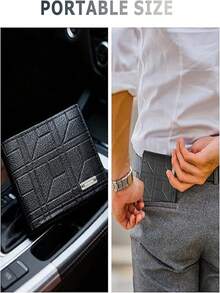 1 Piece Black Slim RFID-Blocking Men's Wallet - Ultra-Thin Lightweight Premium Vegan Leather Bifold Wallet With Multiple Card Slots, ID Window And Cash Storage For Business, Travel, Daily Commute, Minimalist Carry And Gift Giving - Stylish Mens Billfold For Men And Teens - Black - View 6