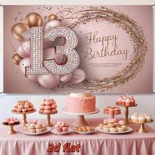 1 peça, banner plano 2D rosa para fundo de aniversário de 13 anos, tecido de poliéster, design de diamante com o número "13", usado para decoração de festa de aniversário de 13 anos, festas de jovens, comemorações de aniversário, aniversários, reuniões de festa, decoração de eventos de feriado, pano de fundo de aniversário, decoração de mesa de bolo, decoração de parede, decoração de casa/jardim/ambientes internos e externos, adereços de fundo para fotografia, suprimentos/presentes de decoração de festa. - Multicolorido - Ver 7