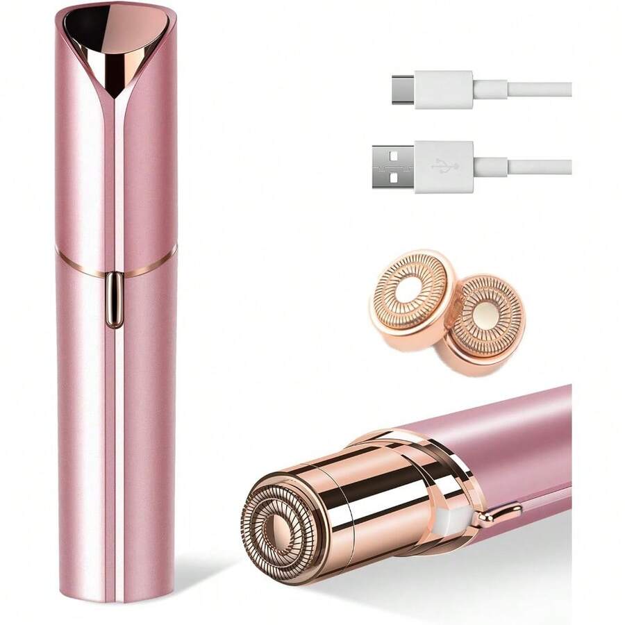 Facial Hair Remover For Women- As Seen On TV Painless Face Shaver -Mini Hair Remover, Electric Razor Shaver Portable Bikini Epilator For Lips, Chin, Armpit, Peach Fuzz, Fingers, Neck, Cheek(Rose Gold) - 玫瑰金色 - 查看 1