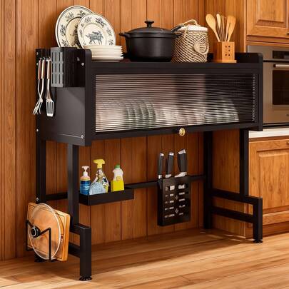 HanTai Over The Sink Dish Drainer Drying Rack 3 Tier Over Sink Dish Rack For A Tidy Kitchen Sink Shelf Organized Space-Saving Dish Rack With Cover For Dishes, Glasses, Bowls, And Cutlery