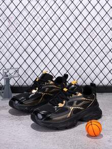 1双青少年春秋季低帮厚底运动鞋，网眼鞋面，轻便透气，时尚配色，百搭系带，方便穿脱，鞋头减震设计，休闲校园学生鞋 - 彩色 - 查看 2