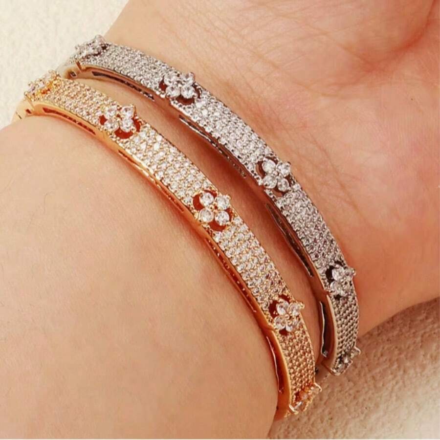 1 pieza de pulsera de circonita para mujer, un artículo sencillo y elegante para el día a día, un regalo de cumpleaños para la novia de una amiga. - Multicolor - Ver 1