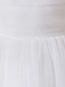 Vestido largo elegante de unicolor con tirantes de espagueti y encaje de malla para niñas preadolescentes, adecuado para niña de las flores en bodas, cenas formales, no incluye diadema - Blanco - Ver 8
