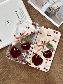 樱桃蝴蝶结书本形翻盖手机壳，屏幕保护膜手机壳，兼容 17 Pro、17、16、16e、Air、17 Pro Max 和 Galaxy S24 Ultra，手机壳，快速发货 - 彩色 - 查看 2