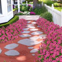 3束14.96英寸户外仿真花，抗紫外线塑料材质，适合春夏花园、窗台、花盆、花瓶、室内外家居装饰 - 玫色 - 查看 5