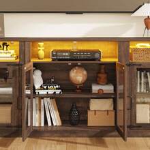 4-Piece Farmhouse Entertainment Center: 157" Wide Wall Unit For TVs Up To 100" With Bookshelves, Doors, Drawer, And Media Console - View 5