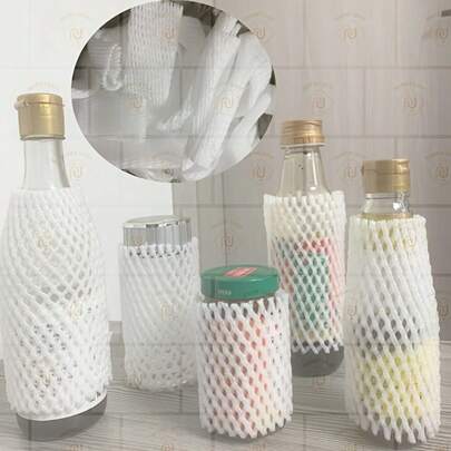 50/100pcs Foam Mesh Covers - Shockproof Protective Mesh Covers For Shipping Packaging, Durable Polypropylene Material, Assorted Sizes For Secure Fit, Ideal For Bottles, Jars, And Small Items, Shipping Protection, Transparent Design, Shockproof Material