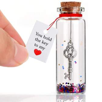 迷你许愿瓶，透明玻璃浮瓶，饰有闪亮亮片，婚礼礼物及纪念品，适用于庆典装饰及许愿仪式