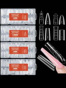 256pcs/Box Almond & Round Nail Extension Mold Set, Sandwich Style With Alignment Guide, Reusable For DIY Quick Nail Extension, 16 Sizes, Transparent Plastic Mold, Suitable For Salon-Level Manicure At Home - Multicolor - View 1