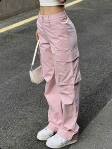 Pantalón cargo overzise para dama - Rosa - Ver 2