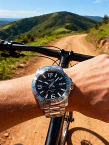 Casio ساعة كاسيو للرجال بسوار من الفولاذ المقاوم للصدأ، مناسبة للارتداء اليومي والديكور، هدية للرجال - بدلة سوداء - مشاهدة 5