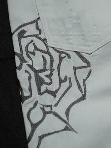 Men's Street Fashion Embroidered Straight Leg Jeans - White - View 4