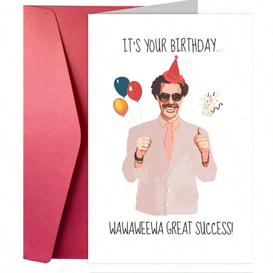 1pc Funny Creative Birthday Card, "Wawaweewa Big Success!" Humorous Birthday Card, Amusing Card For Boyfriend Or Girlfriend, Happy Birthday, Back To School Supplies - Multicolor - View 1