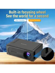 Portable Mini Mobile Phone Projector 100-Inch Large Screen 1080P HD Movie Projector Built-In Speaker | Compatible With IPhone Android Smartphones Tablets Laptops TV Sticks USB Drives | Trapezoidal Alignment Quick Focus Remote/Button Control LCD Display Compact Home Theater Outdoor Projector - Black - View 9