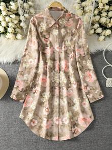 Women's Casual Floral & Leaf Print Arabic Style Top Vacation - Multicolor - View 1