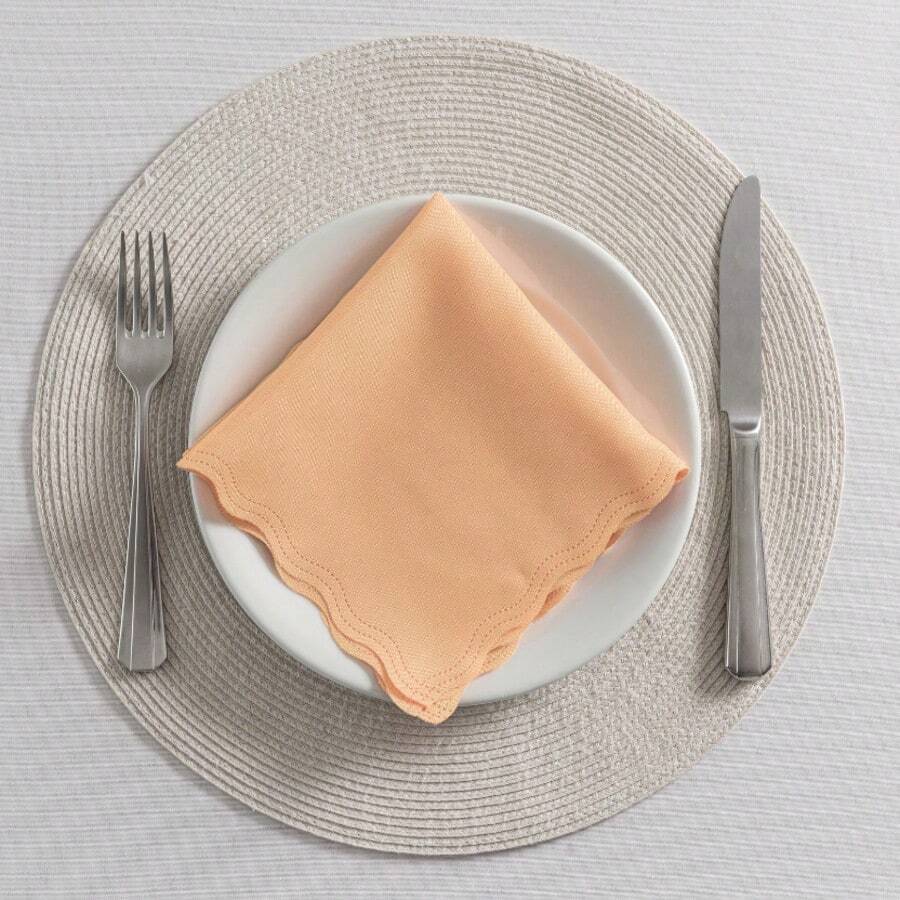 Fabric Napkin Set Of 50 Oxford Laser Finish - 珊瑚橙 - 查看 1