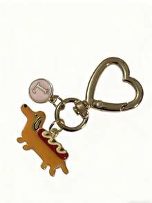 个性化心形钥匙扣，腊肠犬钥匙扣，心形宠物狗钥匙扣，可爱情人节礼物，送给她的礼物，母亲节礼物 - 多色臘腸狗 - 查看 4