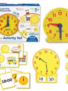 Learning Resources Time Activity Set, Set de Actividades para Aprender a Leer la Hora, Hora y Minutos para Niños, Juguetes Educativos, 41 Piezas, Edades 5+ - Amarillo - Ver 3
