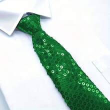 1pc Unisex Solid Color Reflective Sequin Adjustable Tie, Suitable For Carnival, Halloween, Christmas, Holiday, Stage Performance, Party Accessory - Multicolor - View 4