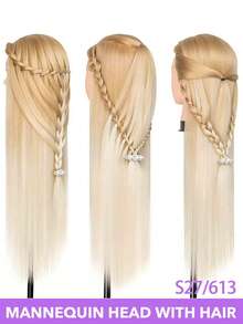 28-Inch Mannequin Head With Multicolored Synthetic Hair - Includes Free Clamp & Bonus Braiding Set For Hairdressing Practice For Cosmetology Practice Barber & Salon Styling Braiding & Practice Doll Head Durable & Easy Maintenance - Multicolor - View 3