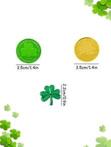 塑料幸运币和三叶草纸屑桌饰，爱尔兰幸运三叶草纸屑，圣帕特里克节桌饰，适用于圣帕特里克节派对装饰、伴手礼、生日派对、迎婴派对、婚礼装饰 - 彩色 - 查看 3