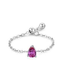 1 chiếc nhẫn bạc 925 đính đá sinh nhật, dây chuyền điều chỉnh được, thích hợp cho nữ giới đeo hàng ngày và làm quà tặng sinh nhật. - Bạc - Xem 12