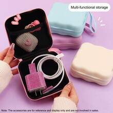 Shockproof Solid Color Material 1pc Square Wave Bluetooth Earphone Cable Portable Small Storage Bag Charger Power Bank Organizer Box Solid Color Anti Pressure Anti Drop Large Capacity Protective Case Compact Portable Travel Accessory Storage Women Gift Birthday - Multicolor - View 4