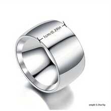 One Stainless Steel Ring Wide Plain Ring Men's Ring - Silver - View 8
