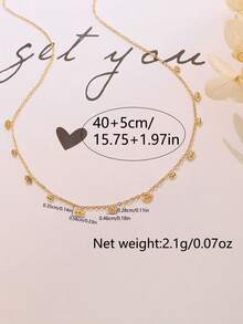 1pc Women's Necklace, Layered Beach Style Stainless Steel Mini Devil's Eye Tassel Pendant Necklace, Fashion Eye Jewelry Gift - Yellow Gold - View 6