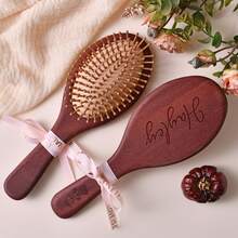 Personalized Bamboo Comb, Customized Bridesmaid Hair Comb, Bridesmaid Gift, Ideal Wedding Party Gift, Gift For Mom, Engraved Wooden Comb - Multicolor - View 7