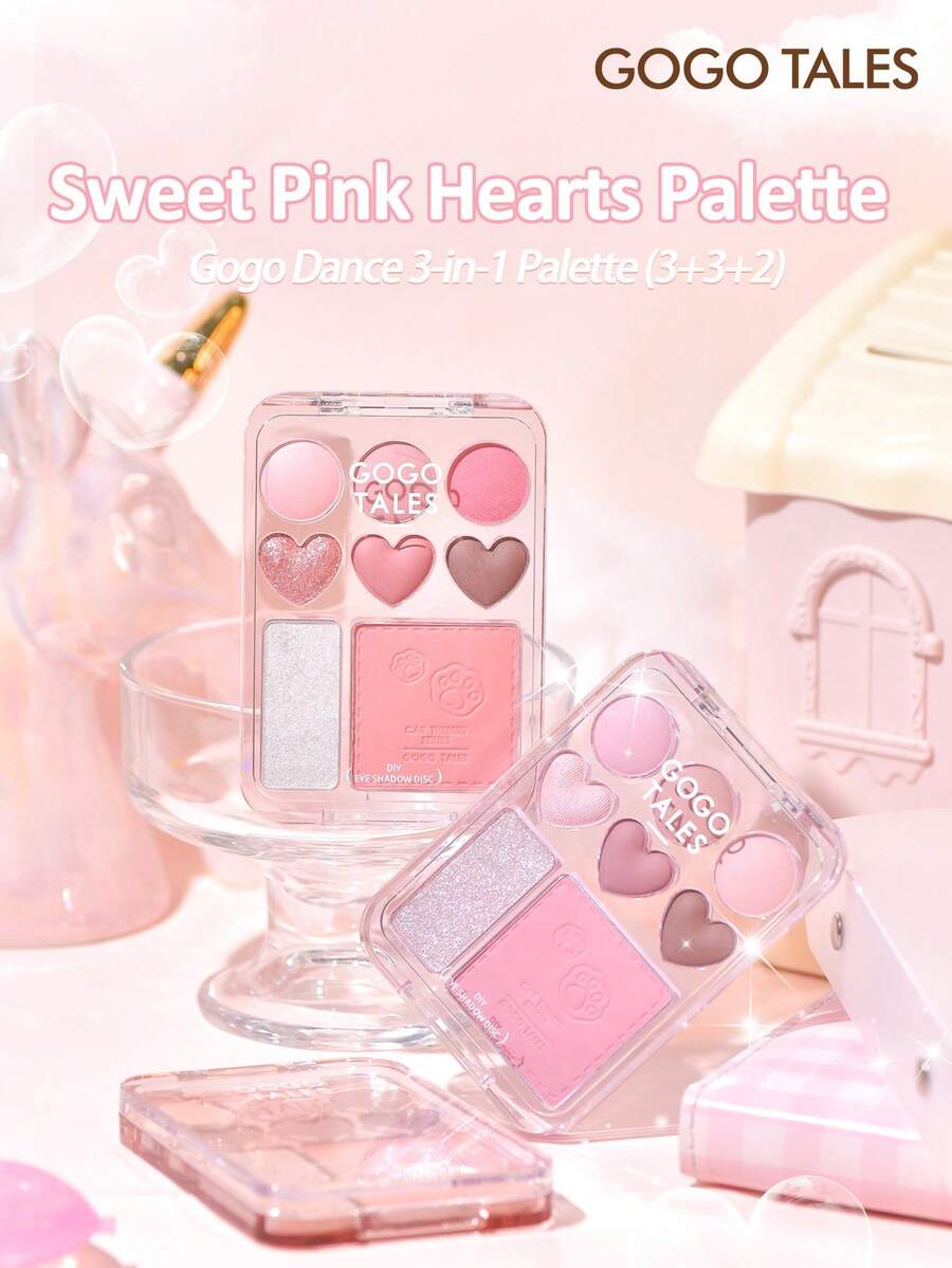 GOGO TALES GOGOTALES 甜美腮红眼影盘，哑光和珠光质地，高显色度，持久不脱妆，附赠 DIY 贴纸，包含粉色、焦糖棕色和中性色调，腮红高光二合一，适合学生和新手使用。 - #G03 Taro Bubble - 查看 1