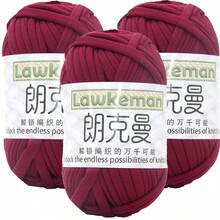 Lawkeman 3 peças/300g Fio de Camiseta de Poliéster de Alta Qualidade, Fio de Crochê e Tricô, Fio Grosso de Poliéster Macio e Elástico, 30m/100g por Rolo - Ideal para Projetos DIY, Chinelos, Cestas, Tiras de Tecido, Sacolas Artesanais Tecidas à Mão, Brinquedos, Sapatos, Tapetes, Cestas de Armazenamento - Multicolorido - Visão 49