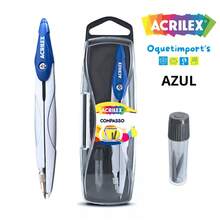 Compasso Escolar Com Estojo Grafite 2.0 + Refil - Acrilex - Azul - Visão 1