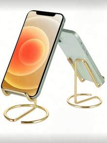 1pc Universal Smartphone Desktop Stand, Fashionable Frame Design, Sturdy Plastic/Metal Phone Holder, Suitable For Video Calls And Reading, Gold And Rose Gold Finishes, Lightweight And Portable, Scratch-Resistant Pad, Perfect For Home, Office, Travel, High-Quality Structure - Multicolor - View 20