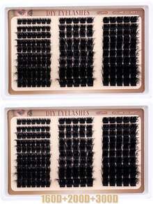 160D+200D+300D/100D+120D+160D/60D+80D+100D Lash Individuals 300pcs/240pcs/170pcs Russian Lash Extensions Kit 3D Volume Eyelash Clusters D-Curly Lash Clusters Kit 10-18MM DIY Eyelash Extensions, Individual Lash Clusters, Multi-Type Natural Look, Reusable Individual Segmented False Eyelashes Wispy&Ultra Soft DIY Eyelash Extension At Home Lash Clusters, Eyelash Clusters, Individual Eyelashes, Lashes, Fake Lashes - D - 查看 11