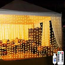 Luces de cortina de cadena LED alimentadas por USB con 8 modos, decoración de iluminación ambiental para el Día de San Valentín, Año Nuevo, boda, dormitorio, cumpleaños, fiesta, interior de ventana (control remoto no incluido) - Luz de cortina USB - Ver 12
