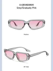 1pc Fashionable Ombre Color Women Fashion Glasses, Item - Translucent Gray/gradient Pink - View 4
