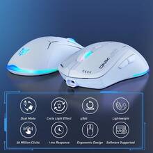 Wired/Wireless Dual Mode Gaming Mouse, PC Computer  Mice USB Mouse With Cycle Light Effect, RGB Modes, 5 Adjustable D Up To 4800, Lightweight  Ergonomic Optical Mouse  For Windows PC Laptop Gamer - 白色 - 查看 7